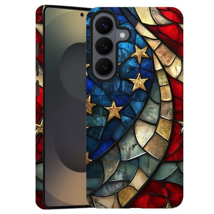 Compatible with Samsung Galaxy S26 Case,Glossy Case All-Round Protection Shockproof Anti-Scratches TPU Cover,Cases for Man Woman-American Flag Stained Glass - color: American Flag Stained Glass, size: Galaxy S26