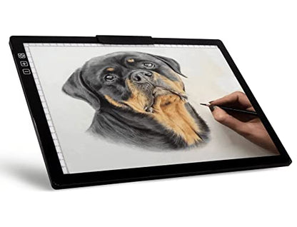 Wireless Rechargeable A4 LED Light Pad w/Built-in Riser Stands, 6 Levels of Brightness, Evenly Illuminated Light Box for Tracing and Weeding Vinyl, Slim and Lightweight Diamond Painting Light Board - style: Rechargeable-A4 Black