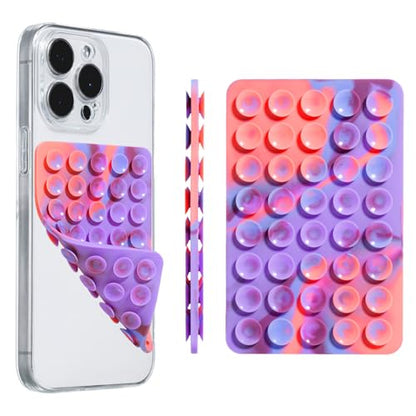 Silicone Phone Case Double Sided Suction Cup Mount Cell Phone Accessories Holder Phone Stand For Selfies Leave no Trace Washable (1PCS Black)
