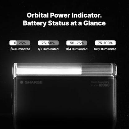 sharge 45W Mini Portable Charger 10000mAh Power Bank with Built-in Cable - color: White