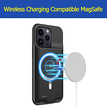 Battery Case for iPhone 13 Pro Max, Enhanced 12000mAh Portable Protective Wireless Charging Case Support Carplay Compatible with iPhone 13 Pro Max (6.7 inch) Rechargeable Battery Charger Case (Black) - size: iPhone 13 Pro Max (6.7 inch)