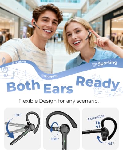 Ngsod Bluetooth Headset V5.4,USB Dongle Wireless Earpiece with Mic for Work - color: Deep Black
