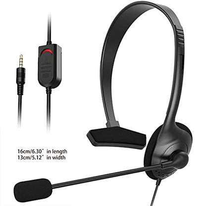 Call Center Headset, Single Ear Noise Cancelling Microphone Headphone with 3.5mm Jack in-line Control, Lightweight 45g Wired Headset for Office Work Customer Service Work from Home