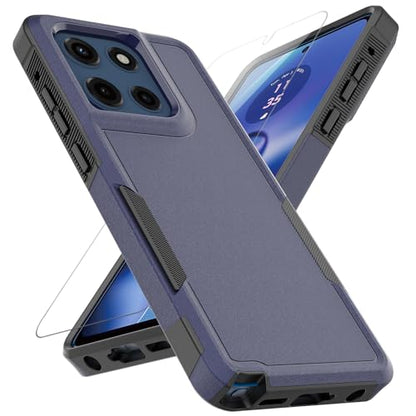 for Moto G Stylus 2025/2026 Case: Dual Layer Protective Heavy Duty Cell Phone Cover Shockproof Rugged with Screen Protector - Military Protection Bumper Tough - for G Stylus 2025/2026, Navy Blue - color: Navy Blue (PC) + Black (TPU)