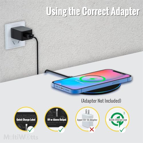 Fast Certified Wireless Charger pad Compatible with iPhone (17/16/15/14/13/12/X/8, Samsung (S26/S25/S24/S23/S22/S20/S10/S9/S8/Note8/9/10 & Other Wireless Charging Compatible Phones and Earphones