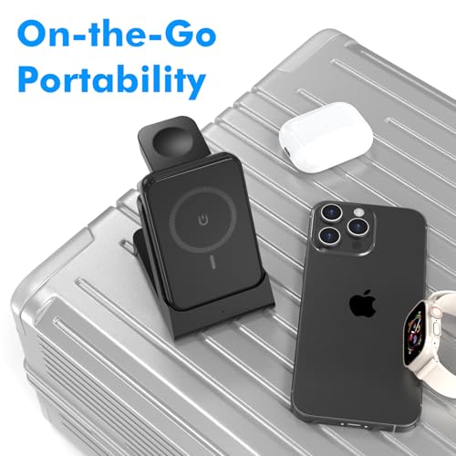 TRAVEL DEPOT 4 in 1 Charging Station for Apple Devices, Portable Wireless Charging Station Magnetic for MagSafe Charger Travel for iPhone 16/15/14/13 Apple Watch AirPods