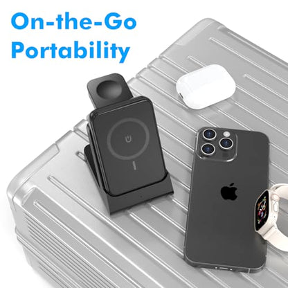 TRAVEL DEPOT 4 in 1 Charging Station for Apple Devices, Portable Wireless Charging Station Magnetic for MagSafe Charger Travel for iPhone 16/15/14/13 Apple Watch AirPods