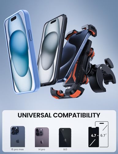 Lamicall Motorcycle Phone Mount Holder with Dual Vibration Dampener - color: Orange