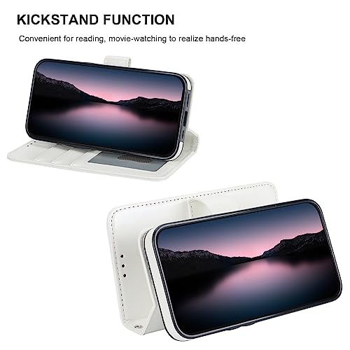 Bocasal Detachable Wallet Case Card Holder for iPhone 13, White | RFID Blocking Kickstand Card Slots Holder PU Leather Magnetic Shockproof Wrist Strap Removable Flip Protective Cover 6.1 inch - color: White