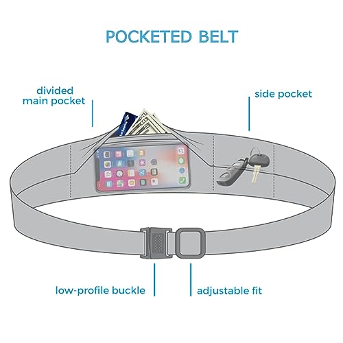 BANDI Running Belt for Women & Men – USA Made No-Bounce Adjustable Waist Pack & Secure Fanny Pack – Fits All Phones, Gels & Essentials – Zipper-Free, Medical Device Friendly - color: Seaside