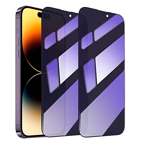 2 Pack Compatible with iPhone 14 Pro Privacy Screen Protector, Anti-Spy Anti-Blue Light Eye Protection Tempered Glass Film, Scratch Resistant, Full Coverage, Case Friendly - size: for iPhone 14 Pro