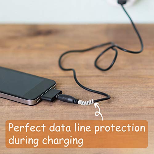 Jetec 12 Pcs Charging Cable Protector Silicone Spiral Charger Cable Saver - color: Gray