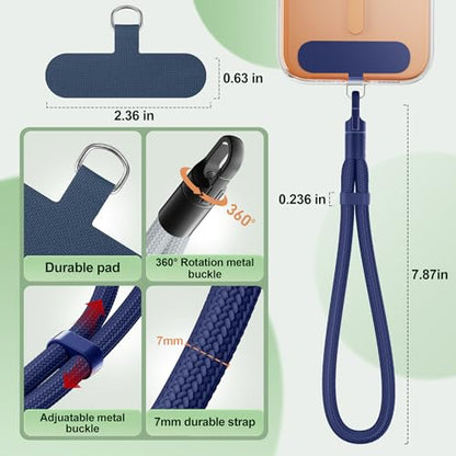 SHANSHUI Hand Wrist Strap Lanyard, 3 Pack Adjustable Cell Phone Lanyard Strap, Hand Wrist Strap Lanyard with 3x Tether Tabs for Smartphones- Black Dark Purple Dark Blue - color: Black Dark Purple Dark Blue