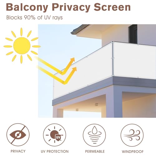 SUNNY GUARD 3' x 10' Balcony Privacy Screen, HDPE Patio Railing Cover Fence - color: White, size: 0 3' x 1 0'