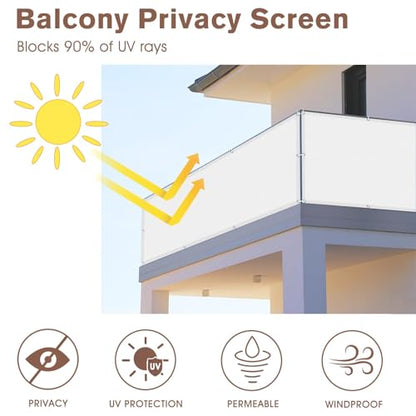 SUNNY GUARD 3' x 10' Balcony Privacy Screen, HDPE Patio Railing Cover Fence - color: White, size: 0 3' x 1 0'