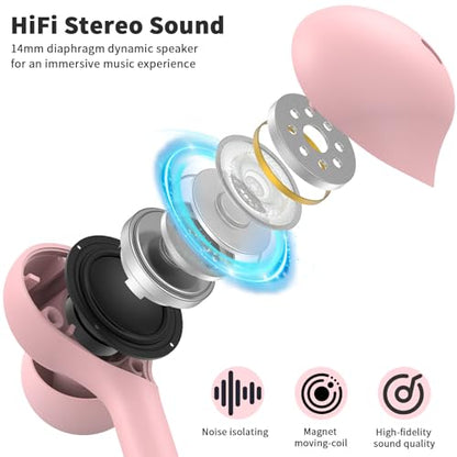 USB C Headphones Wired Earbuds for iPhone 18 Pro Max 17 16 15,Pink - color: Pink
