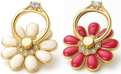 NXVX Daisy Flower Phone Ring Holder Set, White & Red, 2-Pack Grip - color: White & Red