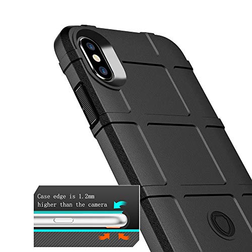 for iPhone Xs/X case, (Rugged Shield Series) TPU Thick Solid Armor Tactical Protective Cover Case for iPhone Xs/X (5.8 inches) - Dark Black - color: Dark Black