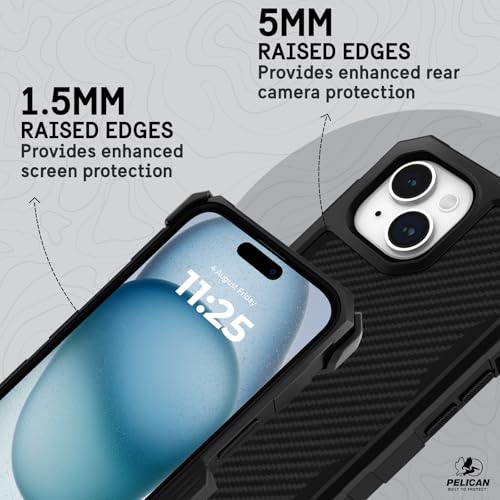 Pelican Shield Series - iPhone 13/14 Case 6.1" [Compatible with MagSafe] [21ft Military Grade Drop Protection] Rugged, Magnetic Charging Phone Case Cover with Belt Clip Holster Kickstand - Black - color: Shield Black, size: iPhone 13/14