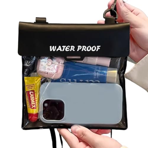 Waterproof Phone Pouch for Swimming Touch Screen Compatible Large Capacity Dry Bag for Beach Pool Floating Cruise Ship (Black) - color: Black