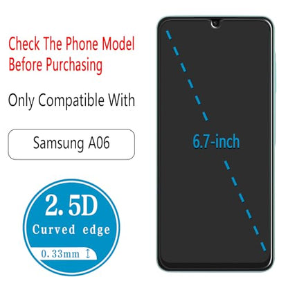 2 Pack Screen Protector for Samsung Galaxy A06 Tempered Glass Film - color: Clear-Galaxy A06