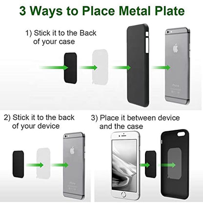 SALEX Replacement Metal Plates Set for Magnetic Car Phone Holder, Wall & Air Vent Mount, Cases, Magnets. Kit of 4 Black Rectangular Iron Discs Without Holes. 3M Adhesive Backing. Steel Sheets, 4 Pack. - color: Rectangular / 4 Pack
