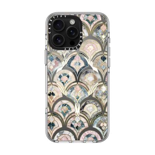 CASETiFY for iPhone 16 Pro Max Case - Impact Clear Compatible with MagSafe | Not Yellowing | 6.6 ft. 3x Military Grade Drop Protection | Art Deco Marble Tiles in Soft Pastel on transparent 2 | Clear - color: Art Deco Marble Tiles in Soft Pastel, size: Iph