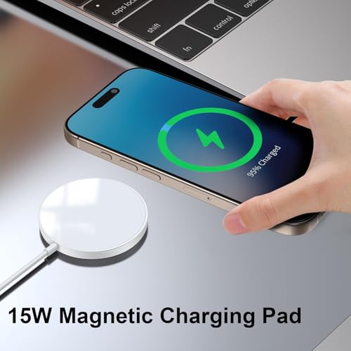 for MagSafe Charger 2 Pack, Magnetic Wireless Charging Pad for iPhone 17/17 Pro/17 Pro Max/Air/16 15 14 13 12 Pro Max Plus mini & AirPods 2 3 Pro, Strong Magnet, USB-C/A Ports (White) - color: White 2 Pack