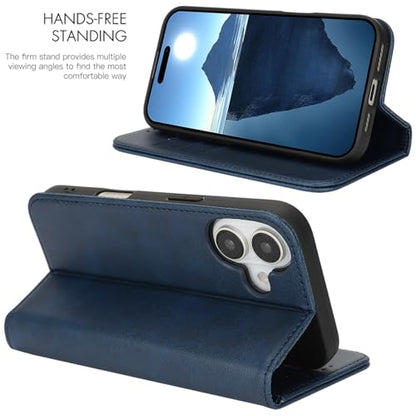 Case for iPhone 16 Plus Wallet, 6.7",Purse with Card Slot, Navy Blue | Premium PU Leather, Flip Folio Purse Case, with Card Slot, Stand Holder,Magnetic Closure, TPU Shockproof Protective Case - color: Navy Blue, size: iPhone 16 Plus