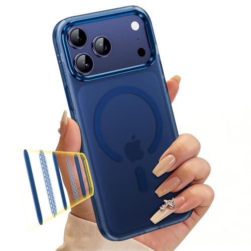 Slim Fit for iPhone 17 Pro Max Case [Compatible with Magsafe] Camera Control [Military Grade Protection], Translucent Matte Soft Touch Shockproof Protective Magnetic Phone Cover,Frosted Blue - color: Blue