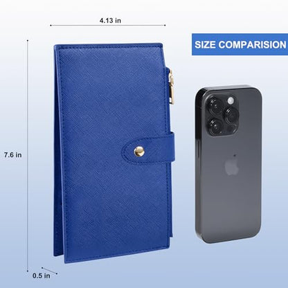 Travelambo RFID Wallet Women Large Size Bifold Multi Card Wallet Case with Zipper Pocke Credit Card Holder for Women - color: Blue Deep