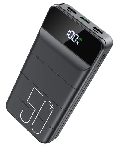 LOOPEAK Power Bank 50000mAh 22.5W Fast Charging Portable Charger, USB C Quick Charge with 3 Outputs & 2 Inputs, LED Display, Huge Capacity External Cell Phone Battery Pack for iPhone, Samsung, iPad - color: Black