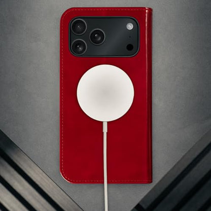 TORRO Leather Case Compatible with iPhone 17 Pro Max 6.9" 2025 - Premium Leather Wallet Flip Case with Kickstand and Card Slots (Compatible with Official MagSafe Chargers) - Red - color: Red, size: iPhone 17 Pro Max