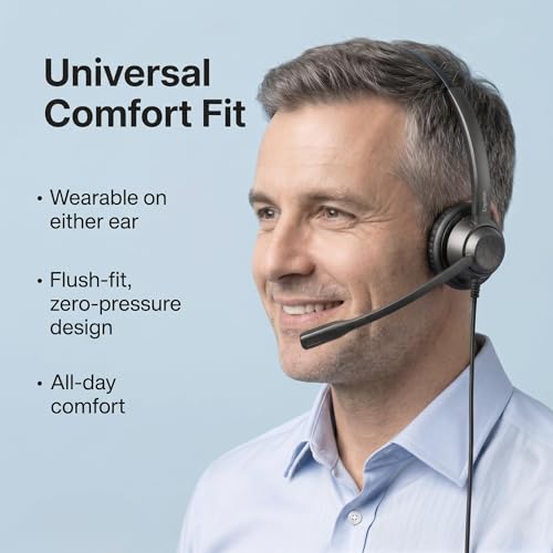 X1 RJ9 Desk Phone Headset - Desk Phone ONLY - Single Ear Noise Cancelling Mic - Compatible with Yealink Cisco Polycom Avaya IP Phones - All-Day Comfort