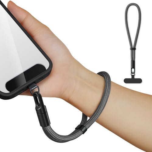 saxsion Lanyard for Phone, Self-Locking Phone Wrist Strap with 0.4mm Ultra-Thin Clip & 360° Hook, Anti-Drop and anti theft phone Strap (Gray) - color: Gray