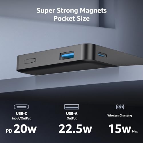 SIXTHGU Magnetic Power Bank for Magsafe, 10000mAh Wireless Portable Charger, 22.5W Fast Charging, PowerMag for iPhone 17/16/15/14/13/12 Pro/Pro Max/Plus/Mini, Titanium - color: Grey