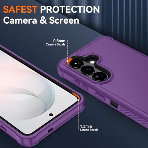 for Samsung Galaxy S26 Case with HD Screen Protector, 3-Layer Military Grade Shockproof Full Body Protection, Heavy Duty Hybrid Protective Phone Cover(Lilac Purple/Black) - color: Lilac Purple/Black