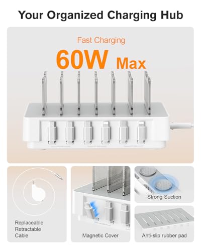 SooPii HomeHub H1 60W Charging Station for Multiple Devices, White - color: White