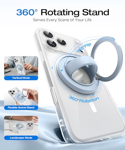 Magnetic Phone Grip, 360° Rotation & 180° Flip Universal Phone Ring Stand, Silicone Phone Ring Holder for Back of Phone for iPhone 17/16/15/14/13/12 Pro Max/Plus, Blue - color: Blue