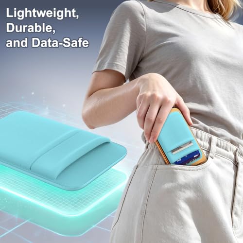 SHANSHUI Wallet for Magsafe, Stretchy Magnetic Phone Wallet Card Holder for Back of Phone Pocket Comaptible for iPhone & Most Smartphone (Green - color: Green