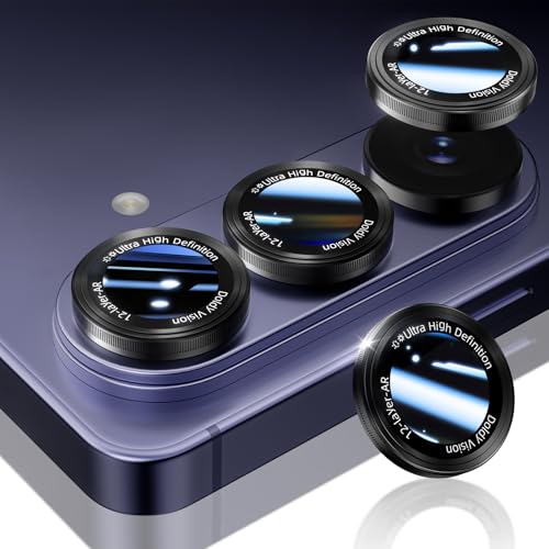 HelloDeere for Samsung Galaxy S26/S26 Plus Camera Lens Protector, Military-Grade 9H+ Tempered Glass AR Optical Tech HD Anti-Glare Anti-Scratch Metal Individual Ring Easy Install Case Friendly, Black - color: S26/S26 Plus (Black)