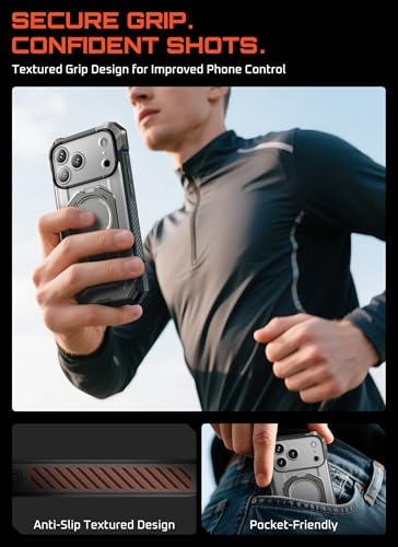 SUPCASE for iPhone 17 Pro Max Case with Built-in Kickstand, Gray | Camera Control Cover, Compatible with MagSafe, Anti-Slip Grip, Military-Grade Protection, Rugged Magnetic Phone Case, UB Grip - color: Gray, size: iPhone 17 Pro Max