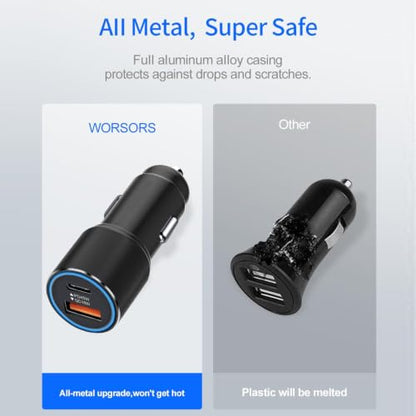 63W Car Charger USB C Super Fast Charging for iPhone Air/17/17 Pro/17 Pro Max/17e/16/16Pro/16e/15/15Pro/iPad Pro 13/12.9/11/Air/Mini Dual Port 12V Cigarette Lighter Adapter Plug+Carplay Cable 3ft 4ft