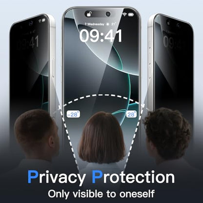 JETech Privacy Screen Protector for iPhone 16 Pro, 2-Pack - size: iPhone 16 Pro