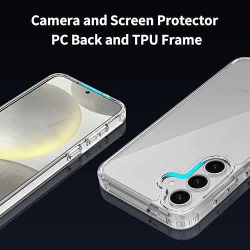 for Samsung Galaxy S24 Case Clear, Anti-Yellowing 6.2 Inches Slim Fit Heavy Duty Protection Wireless Charging Compatible Lightweight Shockproof Anti-Slip Transparent Protective Phone Cover