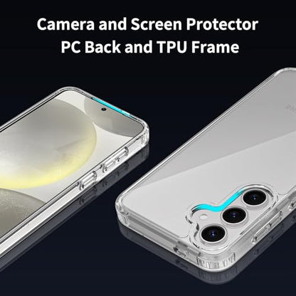 for Samsung Galaxy S24 Case Clear, Anti-Yellowing 6.2 Inches Slim Fit Heavy Duty Protection Wireless Charging Compatible Lightweight Shockproof Anti-Slip Transparent Protective Phone Cover