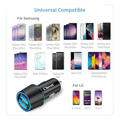 36W Fast USB Car Charger for Samsung A57/A56/A55/A37/A17/A16/A36 Android - color: Black
