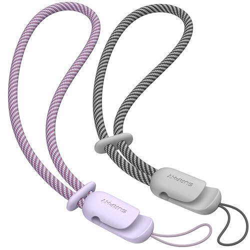 SURPHY 2 Pack Phone Lanyard, Phone Wrist Strap for Case, Camera Wrist Strap - color: Lilac & Gray