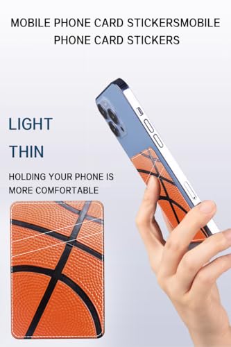 Phone Card Holder, Dual Pocket Leather Phone Wallet Adhesive Stick On, Cute Card Holder, Credit Card Holder for Phone Case Basketball Pattern - color: Basketball Pattern