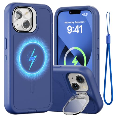 Follaroma for iPhone 13 Case with Stand & Built-in Camera Cover, MagSafe Compatible, Heavy-Duty Shockproof Protection, Magnetic & Rugged Phone Cover for iPhone 13 6.1'', Navy - color: Navy